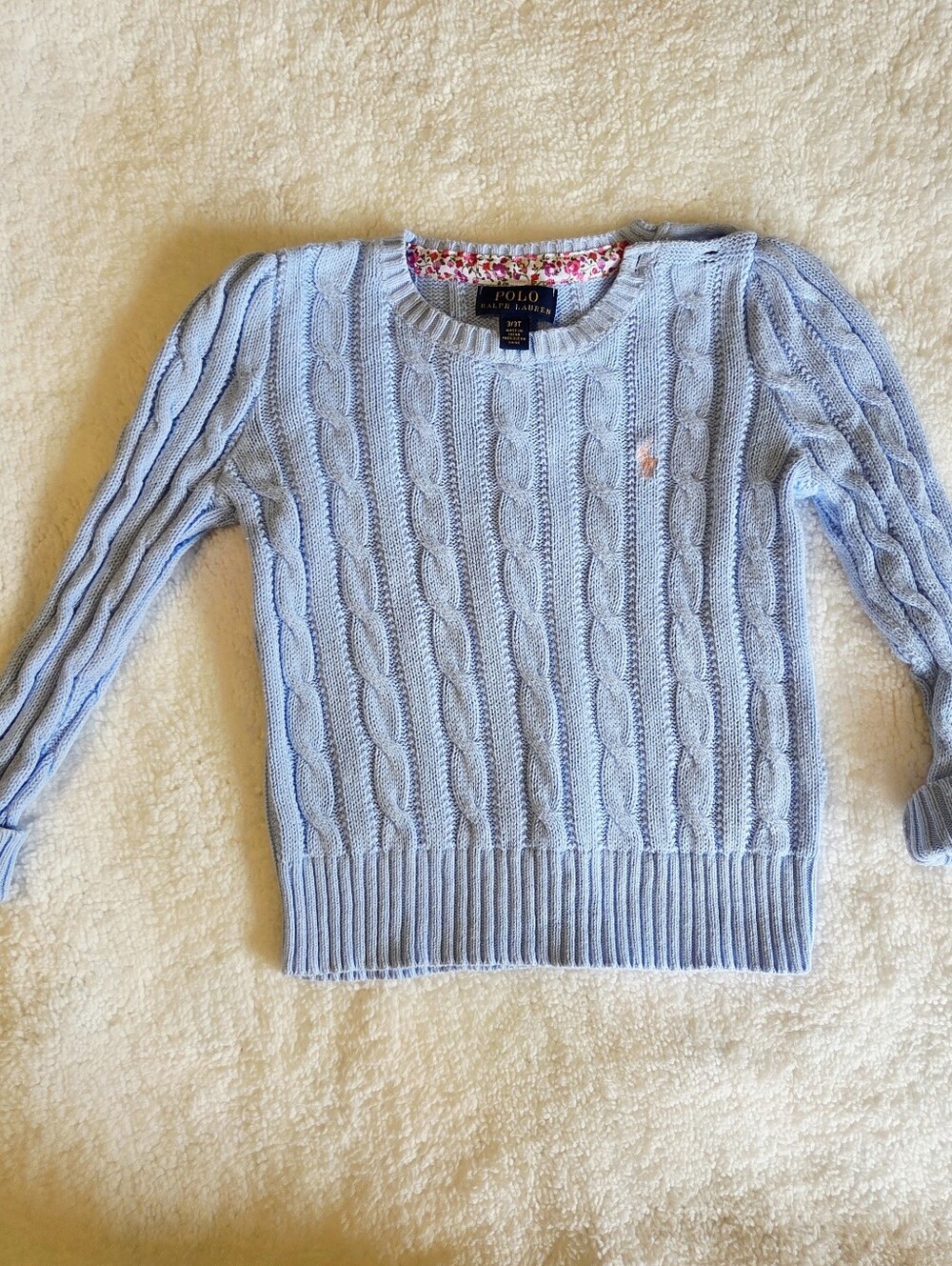 100% Cotton Polo Ralph Lauren Girls Cable-Knit Cotton Cardigan Blue 3T